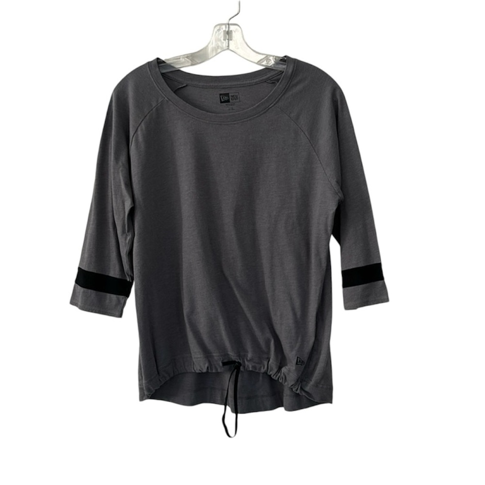 New Era Gray & Black 3/4 Sleeve T-Shirt With Drawstring Waist Size Large